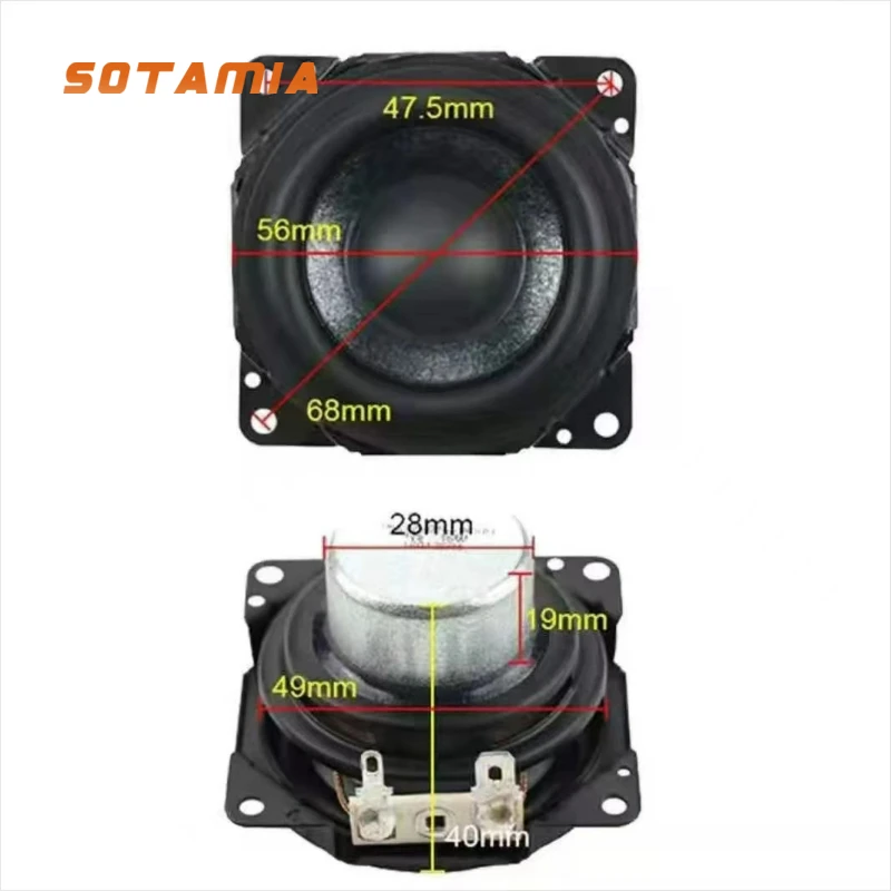 SOTAMIA 2個 2インチ内蔵フルレンジスピーカー 4Ω 16W 特殊マイカペーパーコーン ラバーエッジ ハイエンドBluetoothオーディオ Sony用
