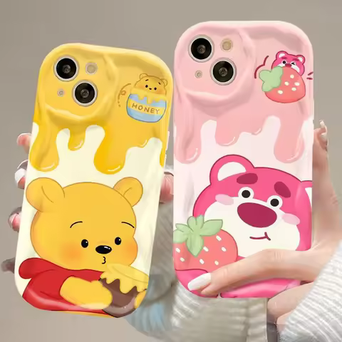 Disney Winnie Pooh Lotso Bear Case For Samsung Galaxy S24 Ultra S23 S22 Plus S21 S20 FE A15 A25 A55 A35 A14 A24 A34 Wave Cover