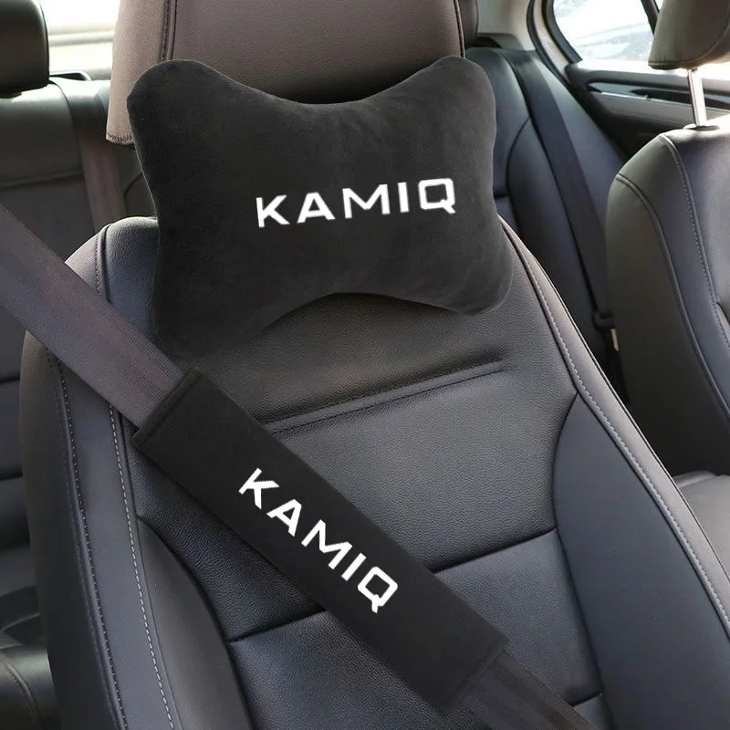 Car Headrest Neck Pillow Seat Belt Shoulder Pad Fit For Skoda Kamiq Auto Accessories