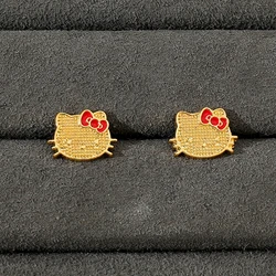 Anime Sanrio Hello Kitty Earrings Anime Cartoon Figure KT Cat Ear Stud Girl Jewelry Accessory Gifts