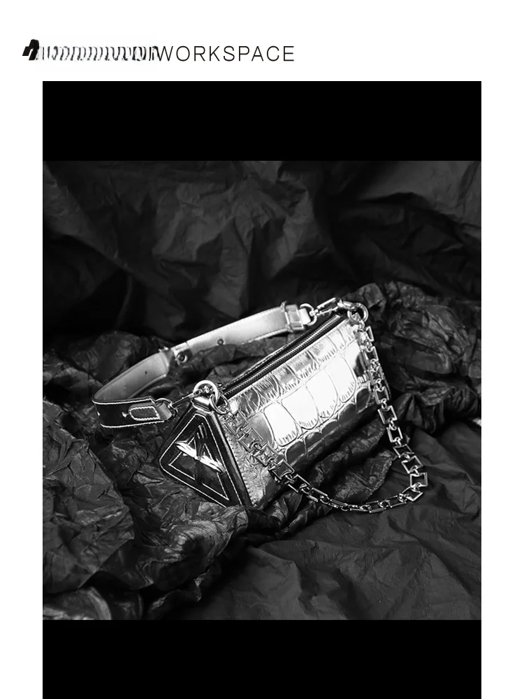 

Pillow Bag Original Design Genuine Leather Silver Color Women's Summer High-End Feelings Crossbody Underarm Bag