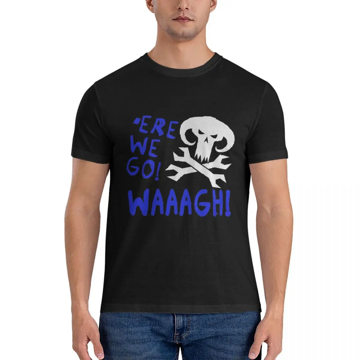 Men T-Shirts Ere We Go - Death Skulls Humorous Pure Cotton Tees Short Sleeve Ork waaagh T Shirts Round Collar official-website