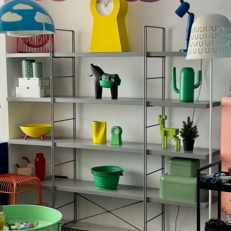 Nordic style stainless steel shelf, color laminate modular bookshelf c