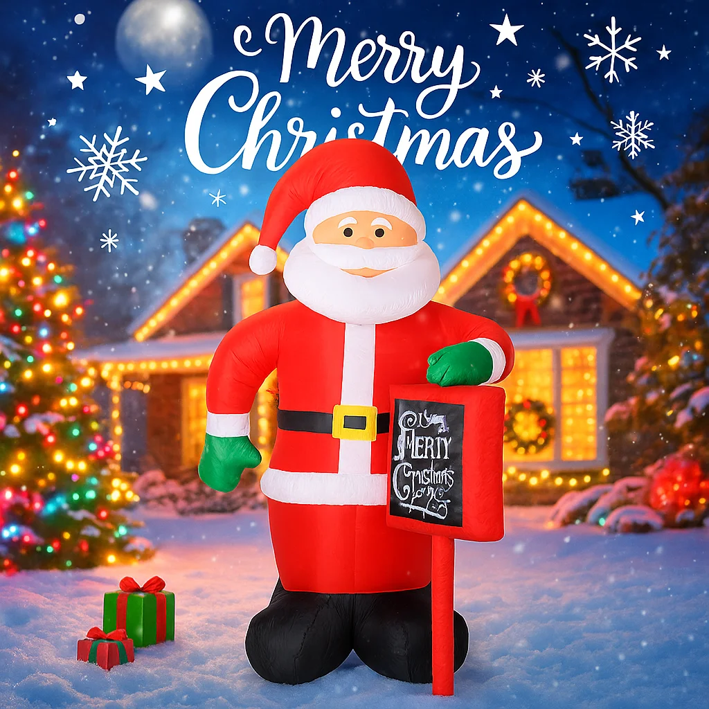 5.9FT Outdoor Holiday Decoration Christmas Inflatable Toys LED Santa Claus Ornament  Yard Lawn Home Party Xmas Supplies Gift Toy