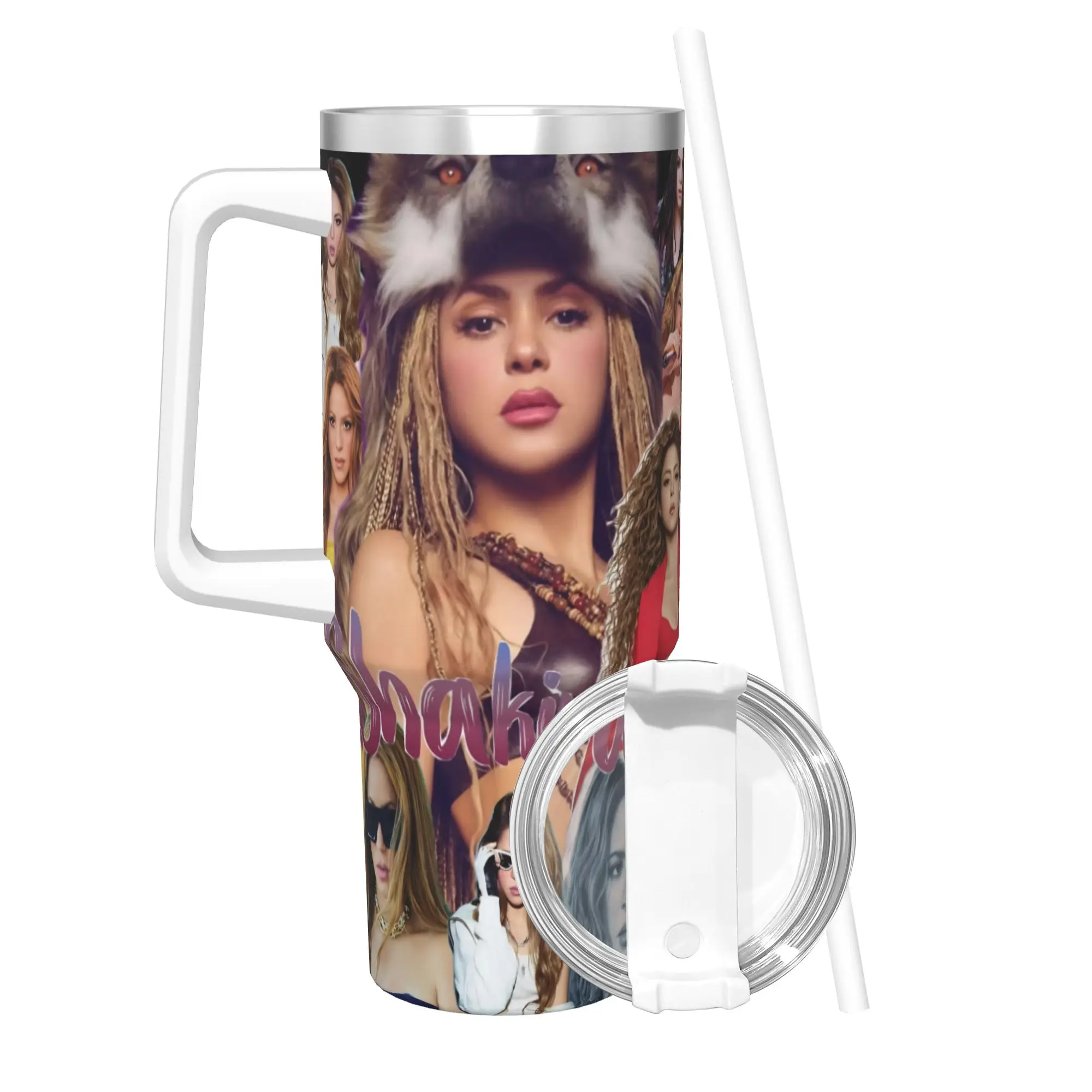 Shakira Singer Tumbler With Straw  Stainless Steel Travel Mugs Double Wall Vacuum Insulated for Cold Or Hot 40oz