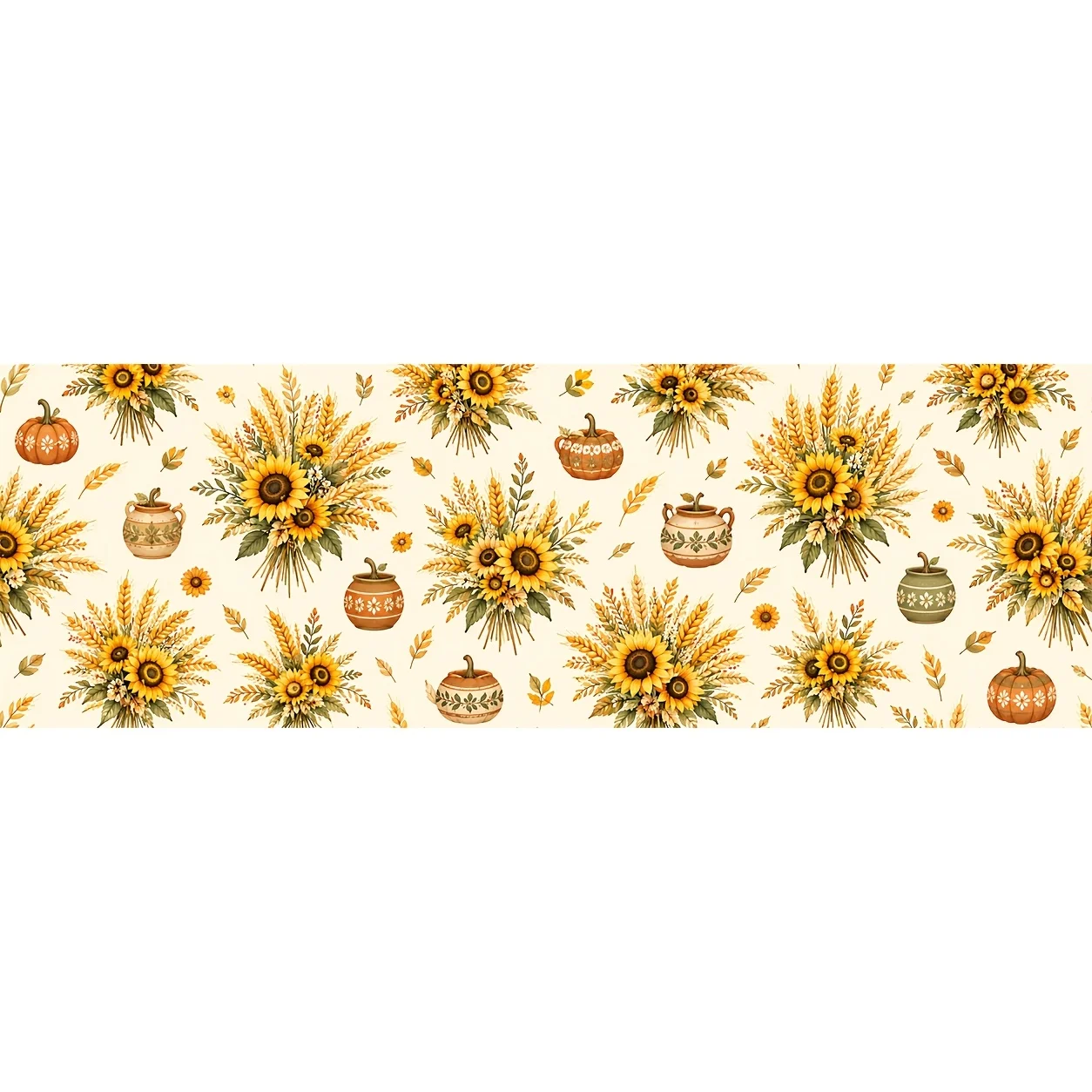 1 piece fall Thanksgiving sunflower pumpkin wheat ceramic flower pot leaf print polyester table skirt