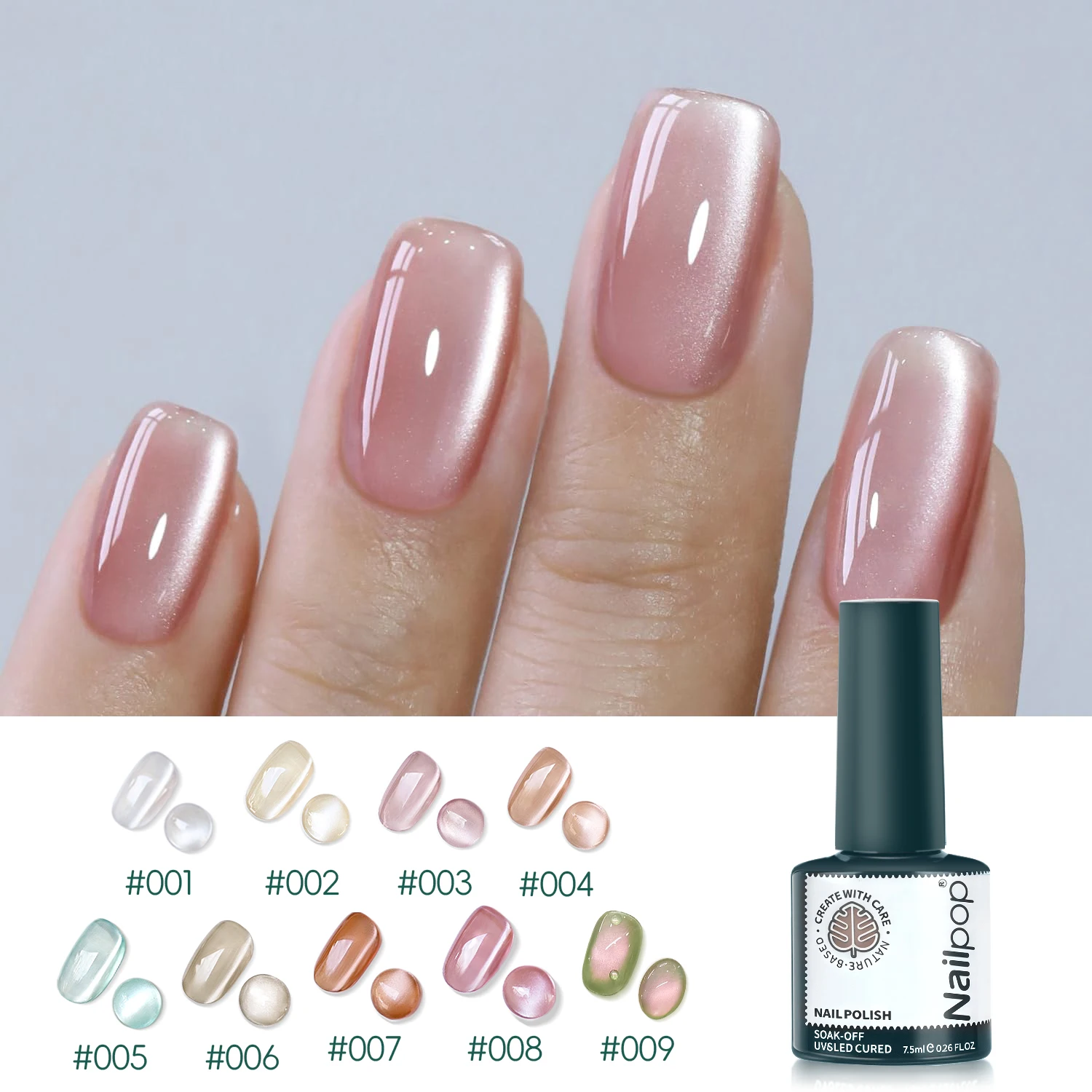 

Nailpop 7,5 мл Магнитный гель-лак для ногтей «кошачий глаз» с прозрачными стеклянными бусинами с эффектом лунного света Розовый телесный белый зеленый желтый гель для ногтей