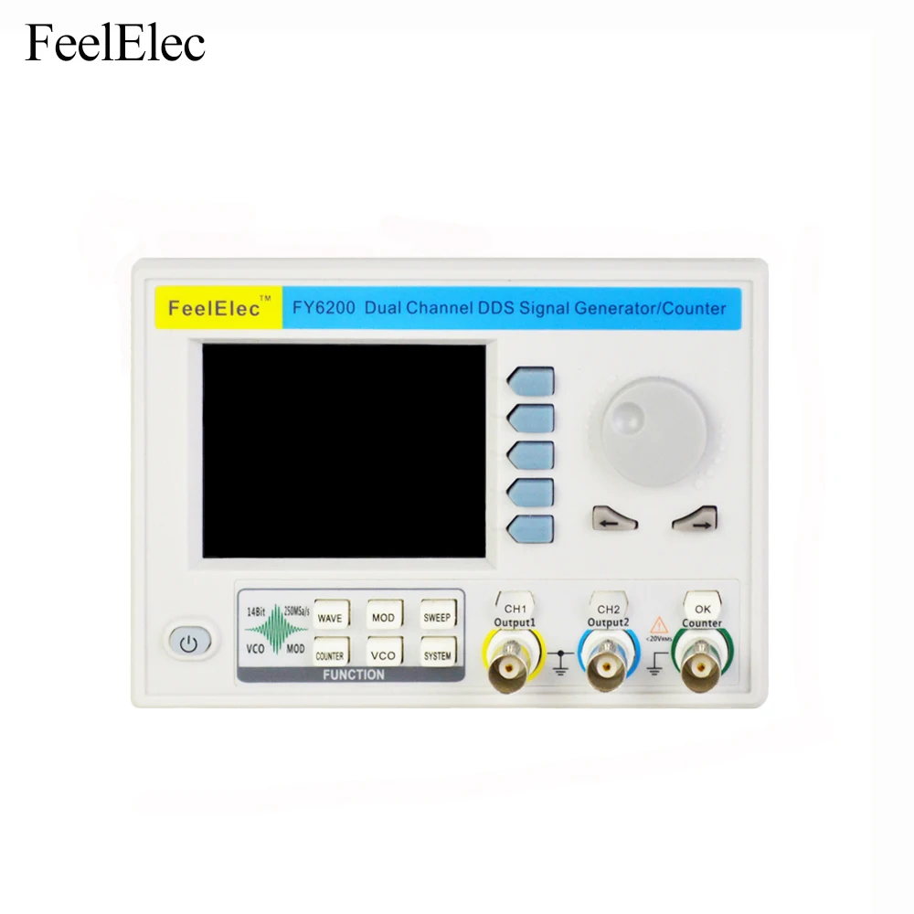 FeelElec إشارة مولد DDS الموجي التعسفي FY6200-60M إشارة مصدر التردد عداد ثنائي القناة