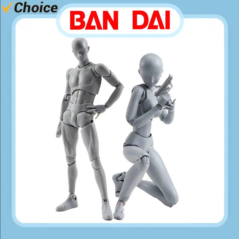 

Bandai SHF Men And Women Plain Body Gray Black Meat Orange Hand Model Deluxe Edition Painting Tool joint Action Doll DX Toy