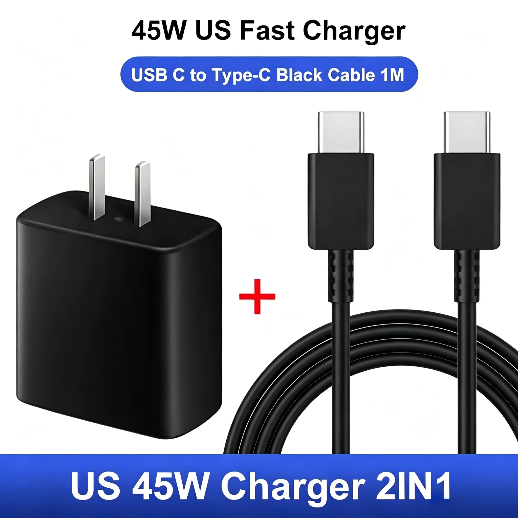 PD 45W Samsung-Ladegerät für Superschnelles Laden von Samsung Galaxy S25 S24 26 Ultra A55 A56 S22 S21 S20, Ladekabel USB auf C