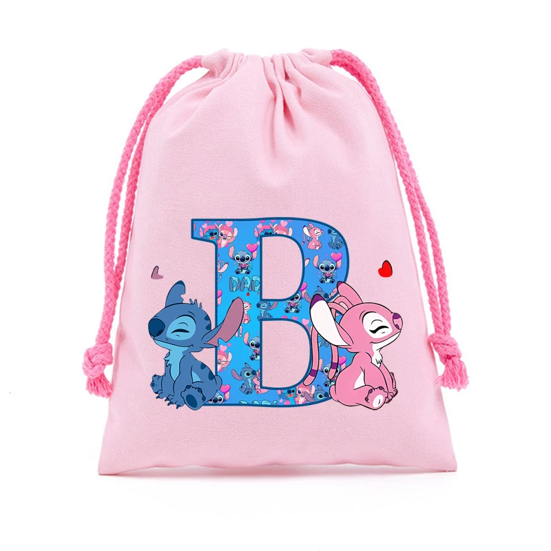 Stitch Disney Drawstring Bags Anime Eco Reusable Canvas Shopping Pouch Women Travel Storage Pockets Cotton Handbag Jewelry Bag