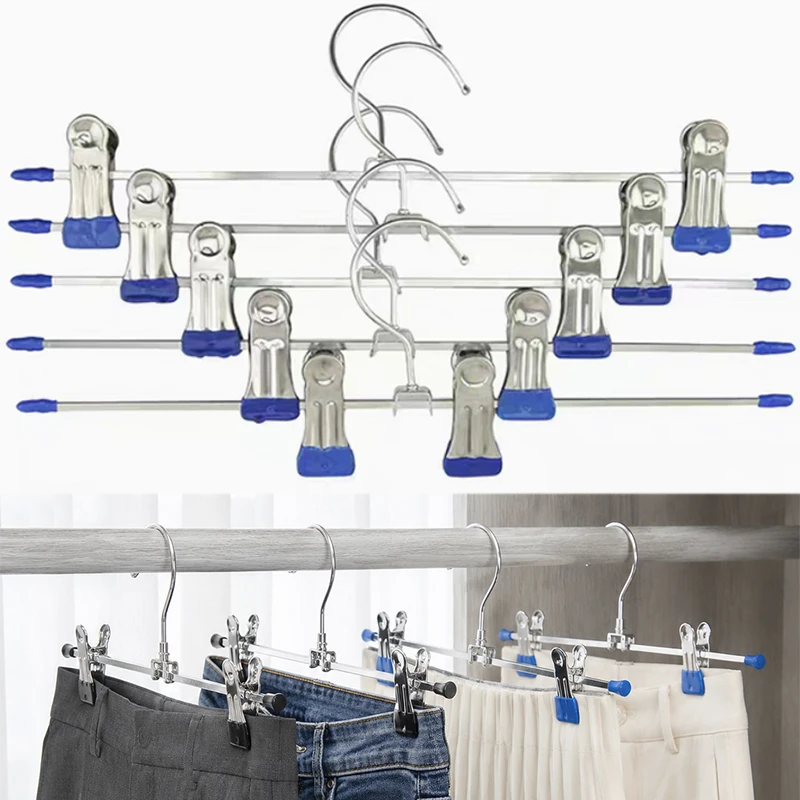 Hangers 10/20/40PCS – Durable Metal Clip Bars with Rotating Hooks in Black or Blue, Open-End Design for Easy Garment Hanging TMZ