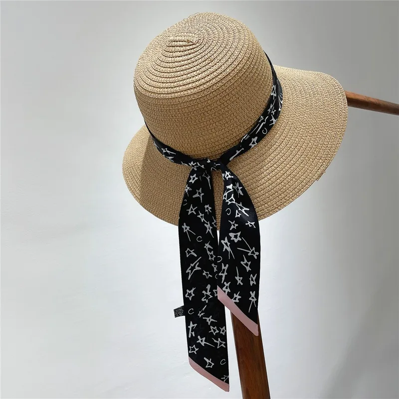 Black And White Flower Print Women Fashion Skinny Small Bag Twill Silk Scarf Ribbon Head Hair Handle Tie Scarf For Women