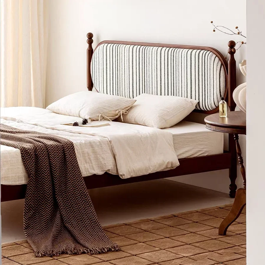 

Cloth dyeing, medieval solid wood bed, fabric soft bag backrest bed