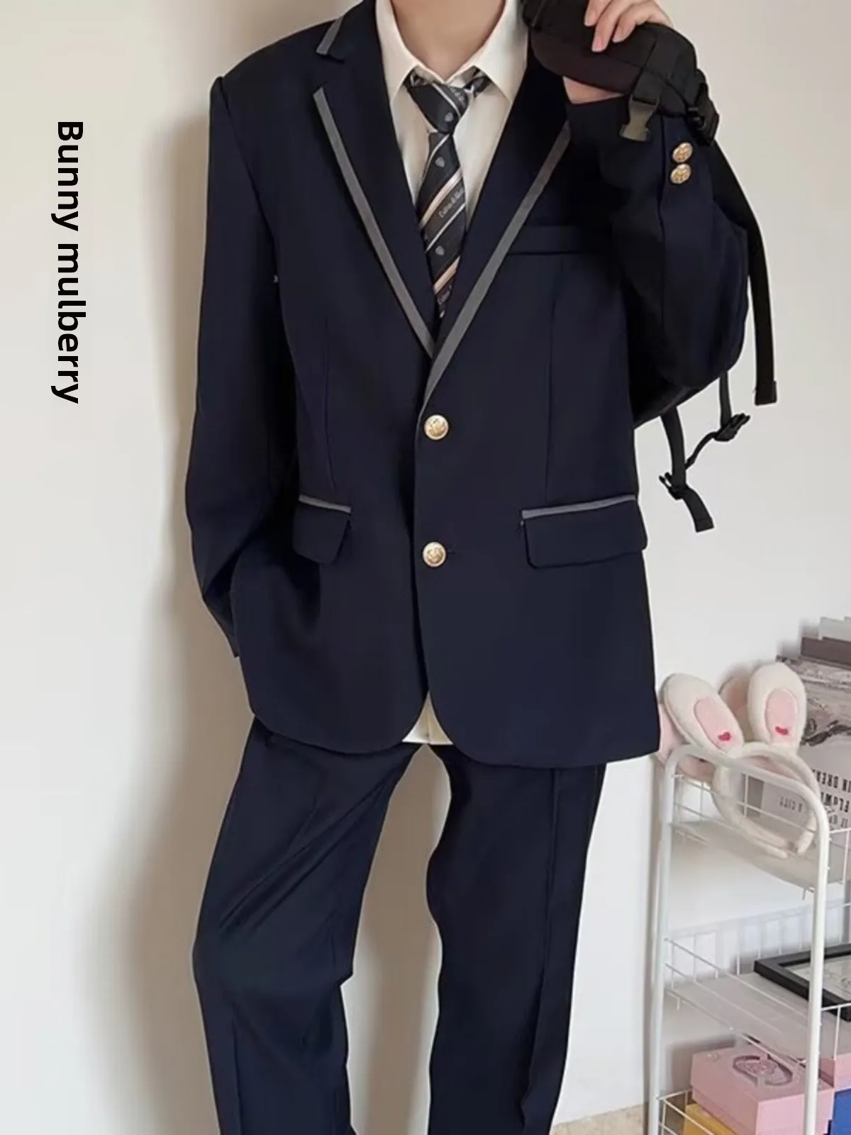 

Large Size Korean Sle Student Suit Briti College Sle Jaet Men's Top ID Photo Clothing Class orm Autumn Faion