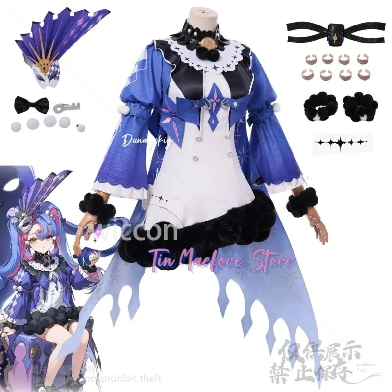 

a7d@ROCCIA Cosplay Anime Game Wuthering Waves Costume Harajuku Style Blue Magic Uniform Dress Y2K Lolita Pink Blue Wigs Customi