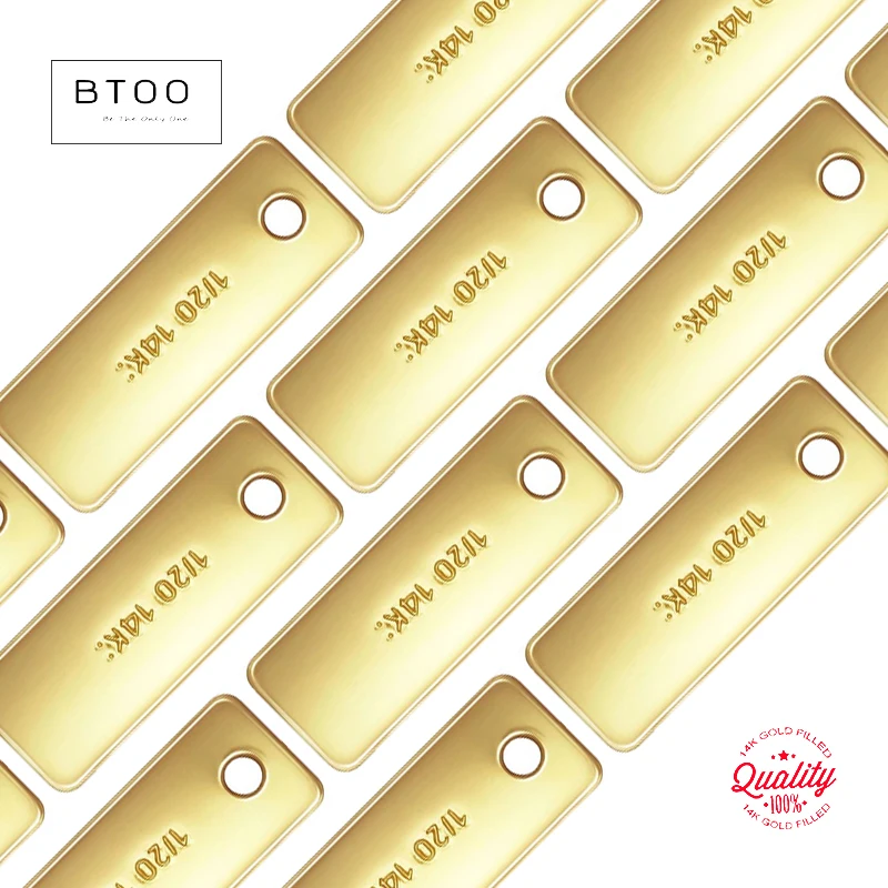 

14K Gold Filled Rectangle Tag 3x8mm Gold Extension Extender Chain End Jewelry Findings Quality Tag