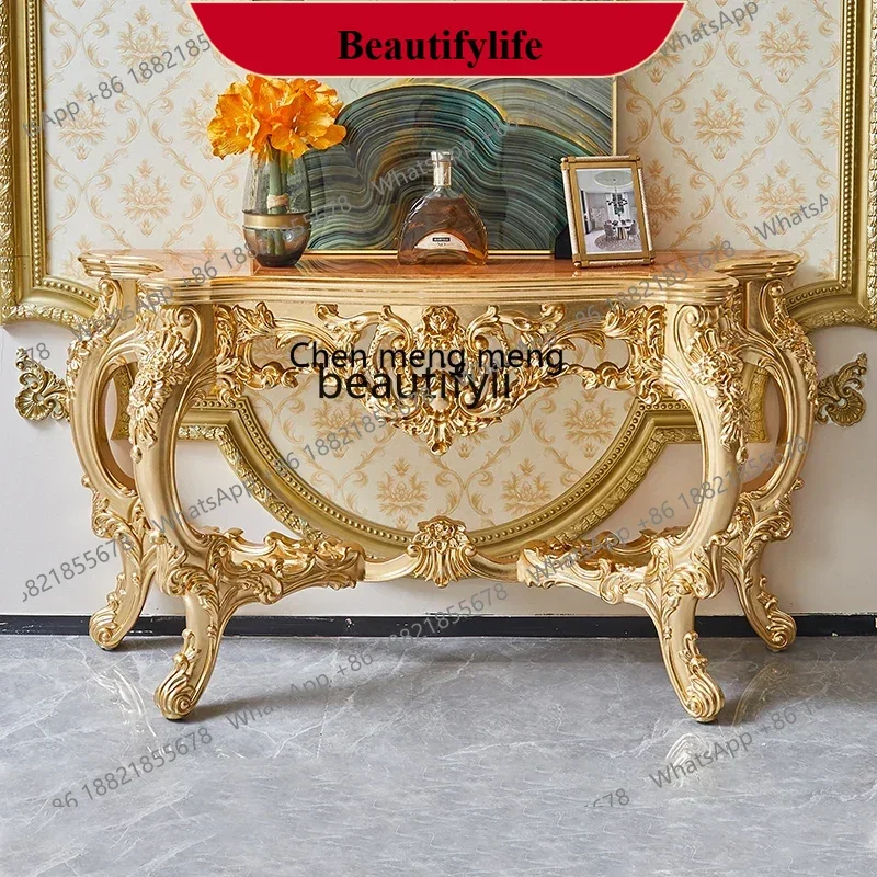 

D178 Carved European porch table luxury living room corridor retro porch decoration desk against the wall foyer cabinet