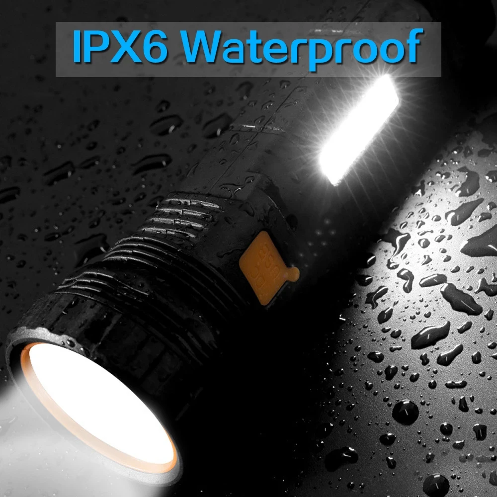 Multi-function Solar Flashlight USB Rechargeable Strong Light Tactical Torch Outdoor Portable LED Lantern For Camping Fishing