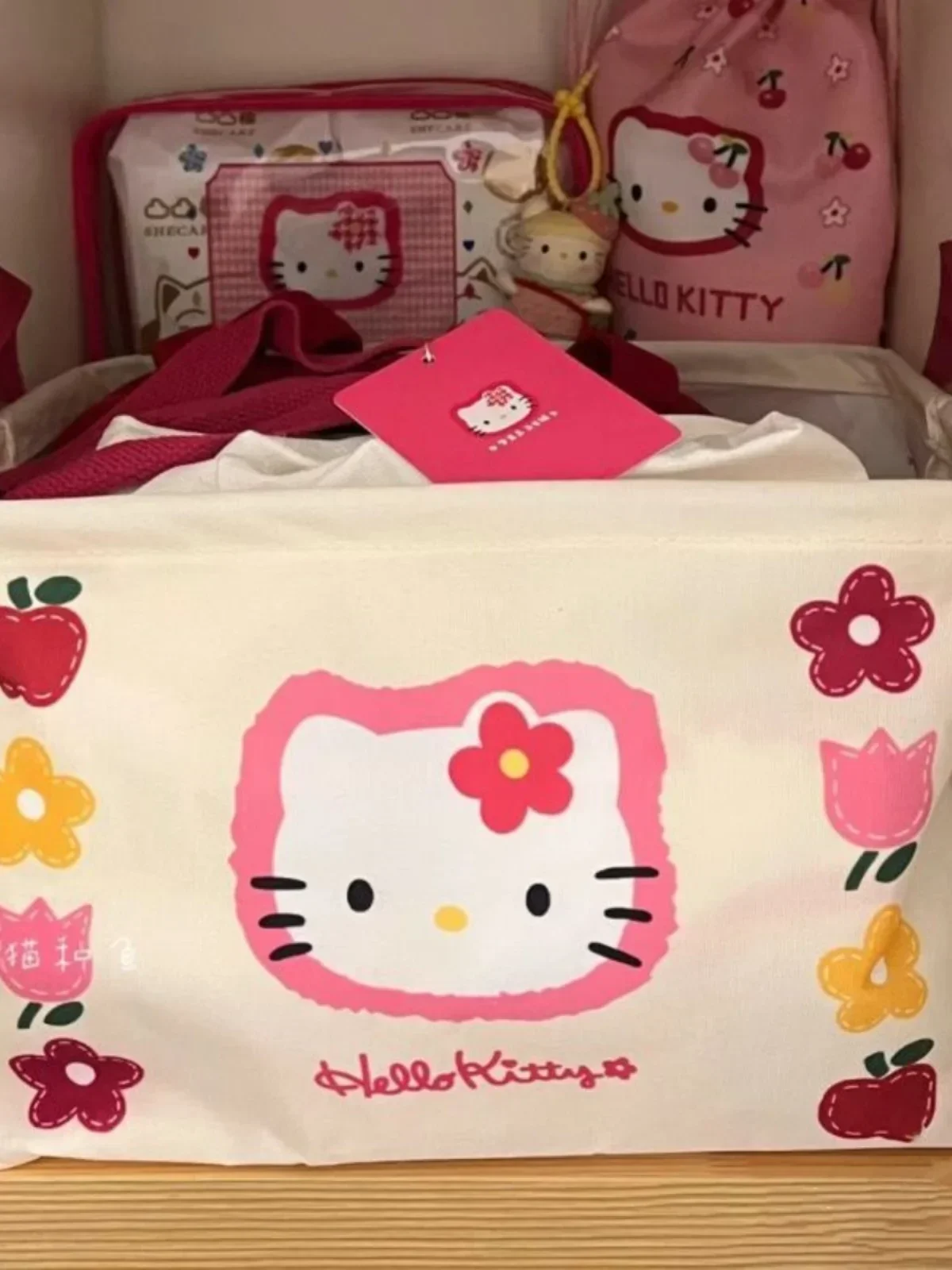 New Sanrio Hello Kitty Storage Basket Kawaii Anime Clothes Toys Storage Box Underwear Miscellaneous Items Storage for Girls Gift