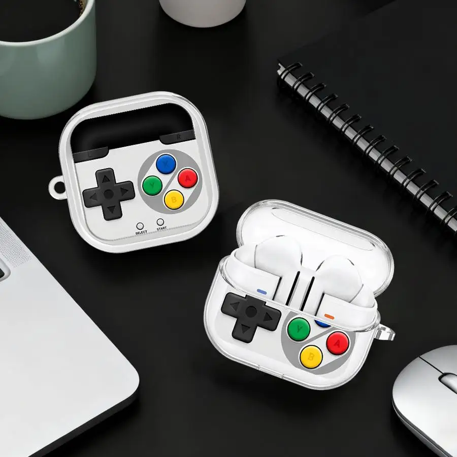 

Clear Earphone Cases Cover With Hook Case For Samsung Galaxy Buds 2Pro Live 2 3 FE 4Pro 4 Pro 3Pro Game Console Buttons