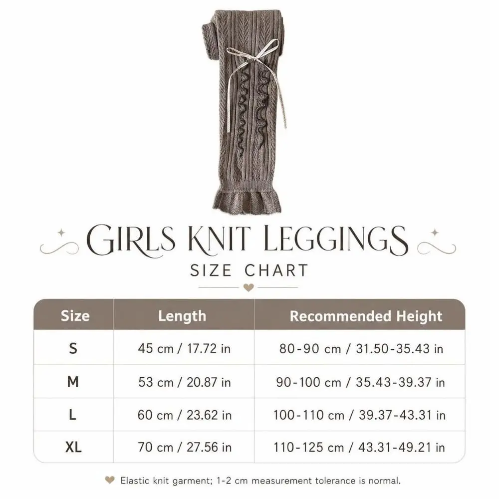 Fashion Ruffled Girls Bow Leggings Knitted Warm Pantyhose Thin Cotton Children Tights 1-6 Years Old view 6