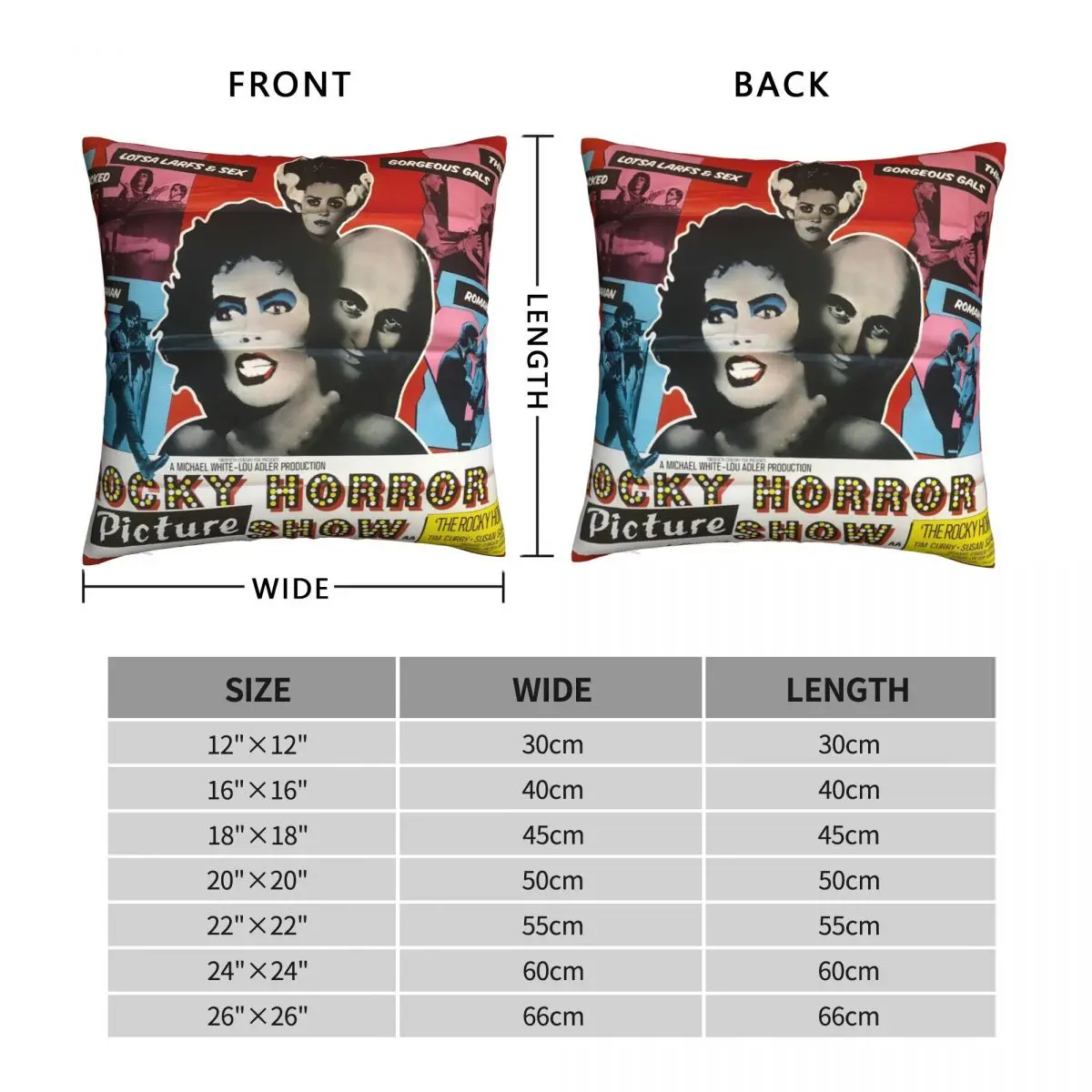 The Rocky Horror Picture Show Square Pillowcase Polyester Linen Velvet Printed Zip Decor Room Cushion Cover