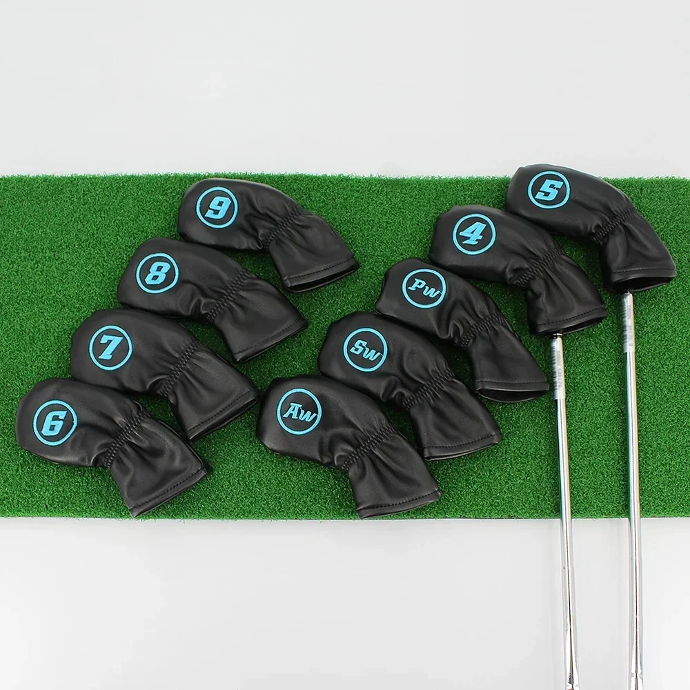 Impermeável PU Leather Golf Iron Covers, Clube Heads Protector Set Clubes, azul, vermelho, branco, preto Cor, 9 Pcs Set