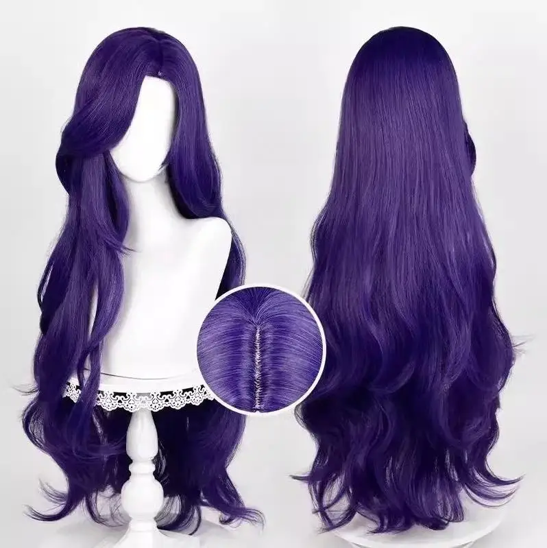 Peluca de Cosplay Rarity, peluca larga y rizada con ondas, peluca de color morado oscuro, pelucas de Cosplay de Anime, pelucas sintéticas resistentes al calor