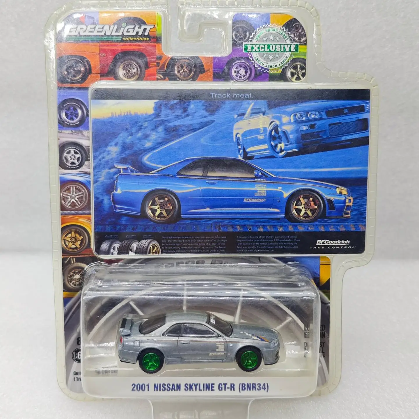 

GreenLight 1:64 2001 SKYLINE GT-R (BNR34 ) Simulation alloy mini car model collection ornament gift toy