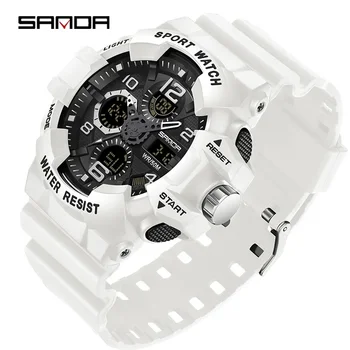 SANDA 3168 white sports watch LED digital 50M waterproof watch men multifunctional watch Relogio Masculino men&#x27;s military watches