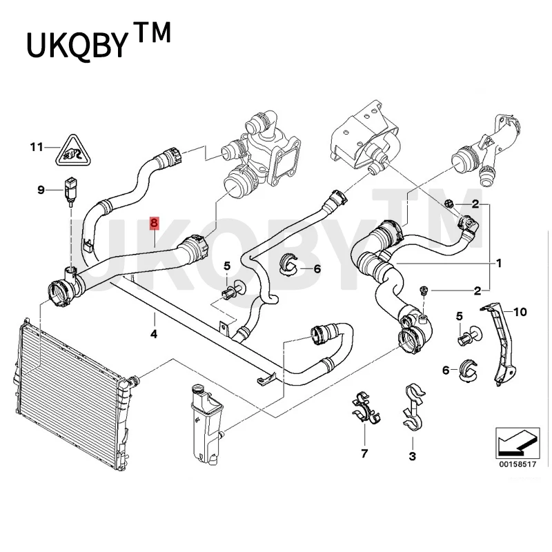 b mw 3E4 631 8Ci N42 3E4 631 8Ci N46 3E4 631 6iN 42 Coolant hose return line thermostat Water tank downpipe