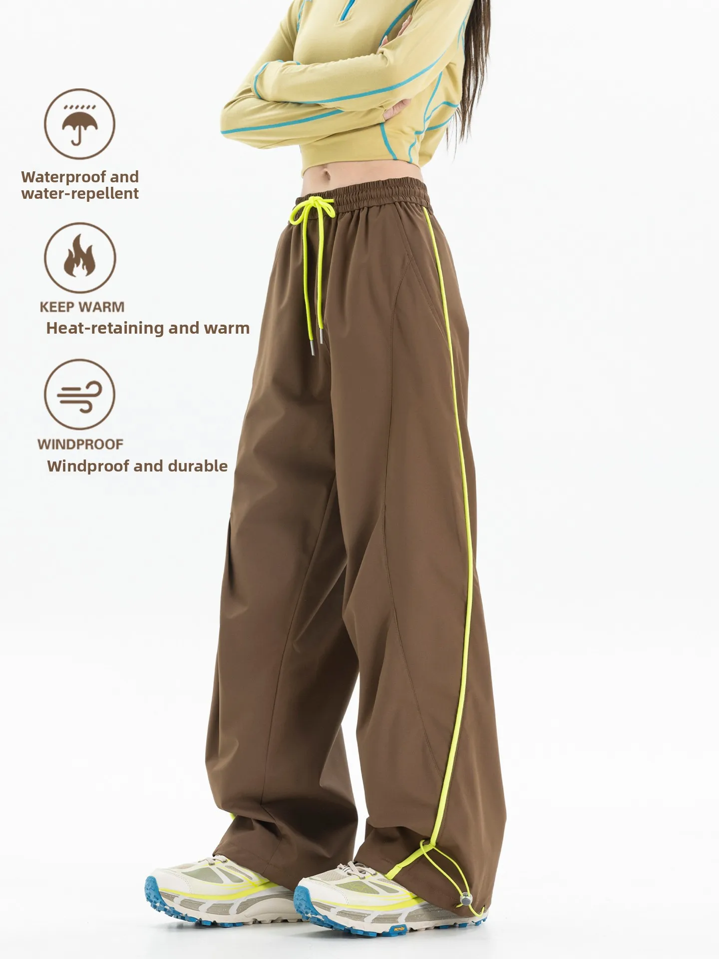 Three-in-One Detachable Ski Pants Men's Outdoor Winter Cold-proof Windproof Fleece-lined Warm Mountain Climbing Trousers