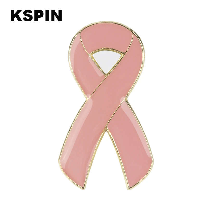 Ribbon Breast Cancer Awareness Revers Pin Aids Metall Abzeichen Pin Brosche Dekorative Knöpfe für Kleidung XY0025