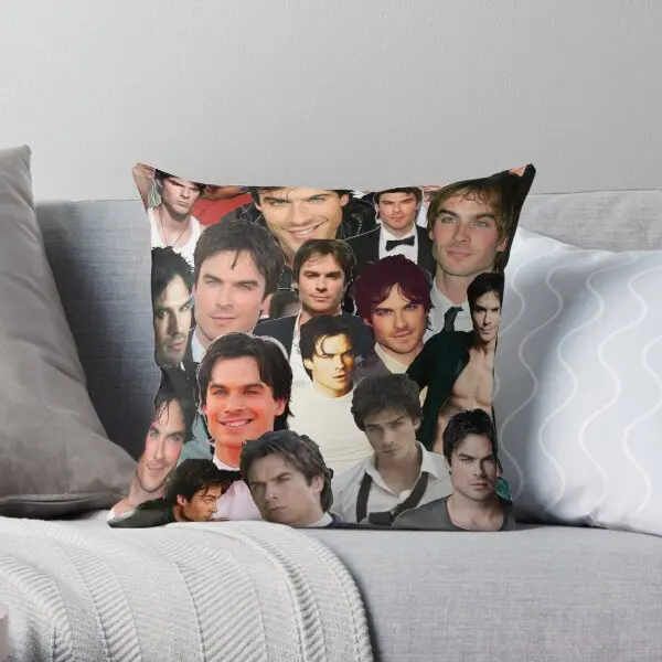 Ian Somerhalder Photo Collage  Printing Throw Pillow Cover Decorative Hotel Throw Wedding Decor Car Pillows not include One Side