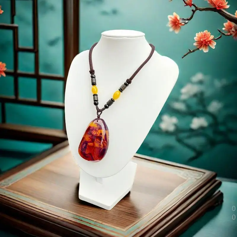 Raw honey , water drop-shaped  No Worries  amulet pendant, blood amber necklace
