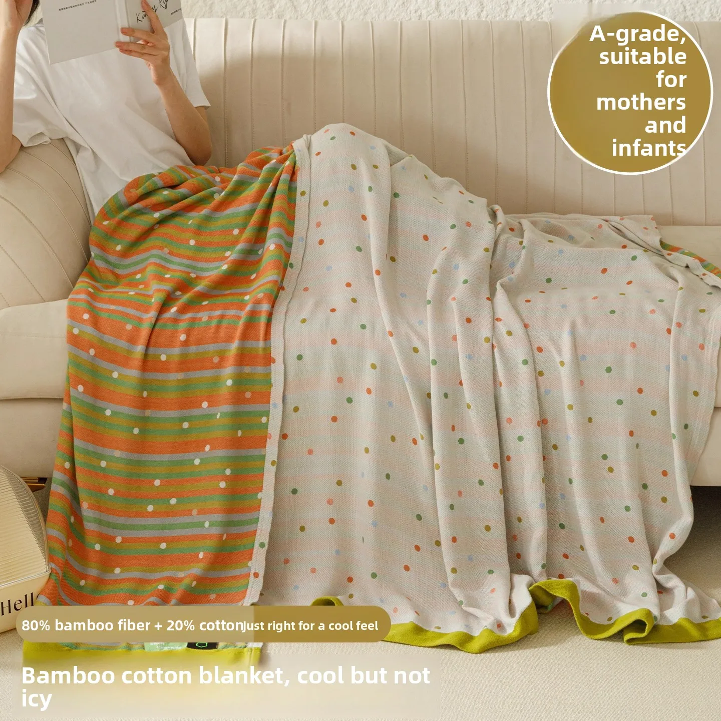 

Summer Bamboo Cotton Gauze Blanket Cool Sensation Towel Blanket Thin Sofa Covering Adult Nap Blanket Children's Light Cover
