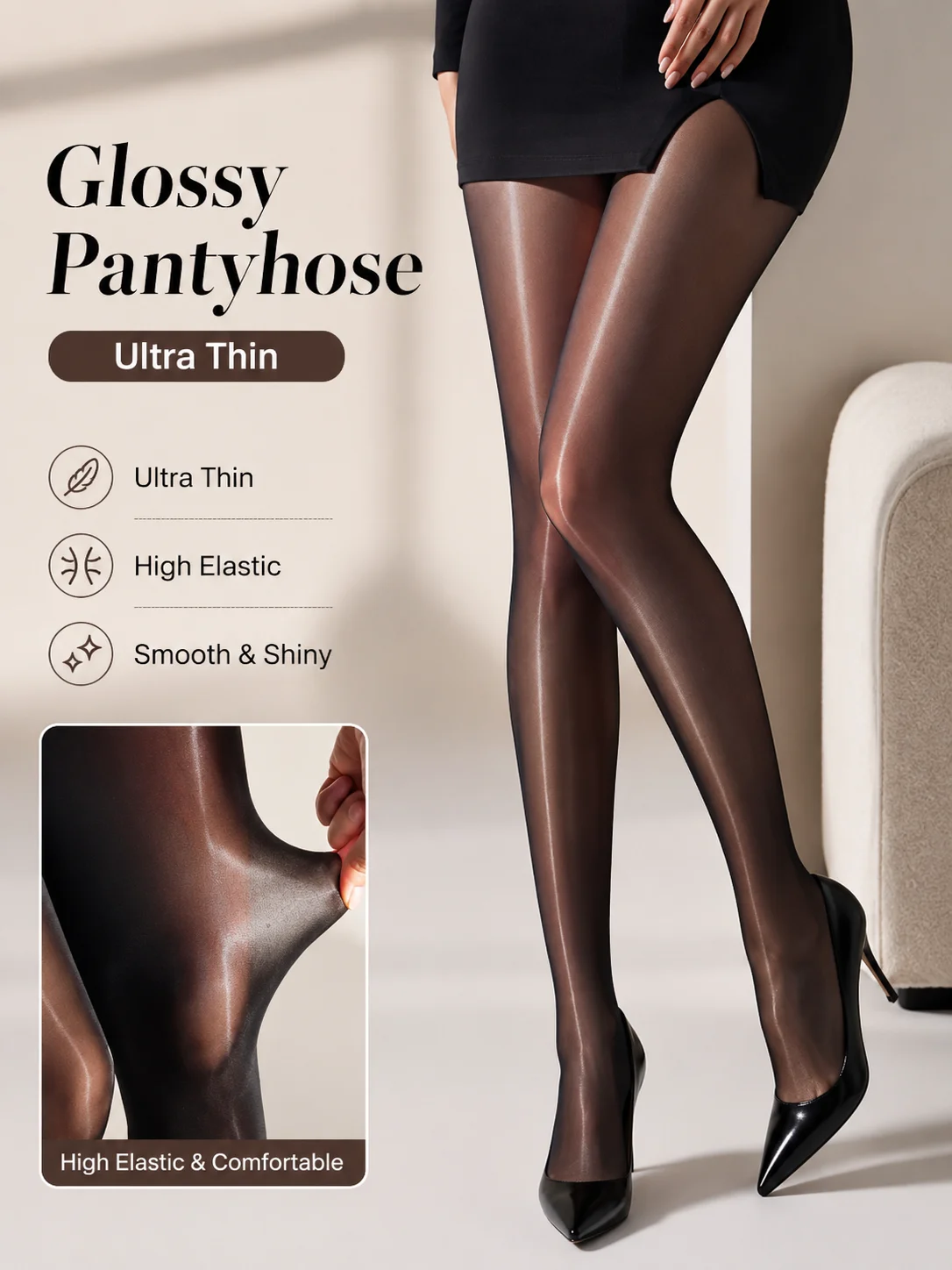 Tights Pantyhose Sheer - Women Glossy Nude Pantyhose High Waist