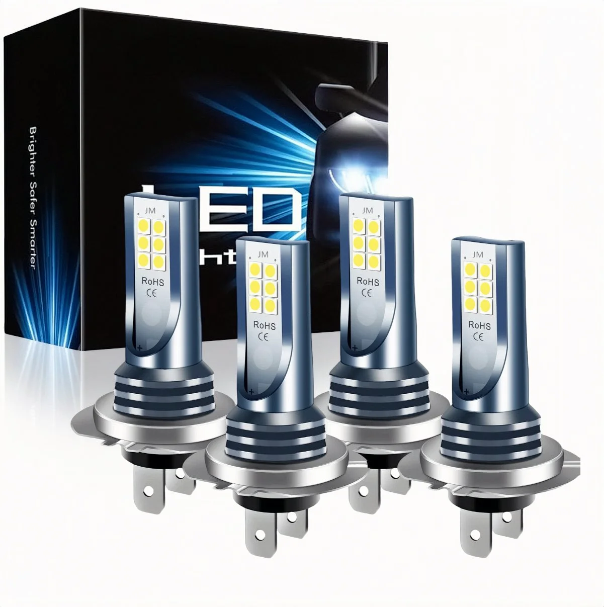 

4x H7 LED Headlight Bulb Kit High Low Beam 220W 60000LM Super Bright 6000K White