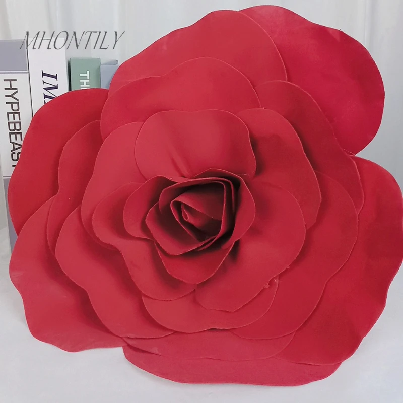 DIA 80CM PE Rose Indoor Shooting Props Artificial Rose Shopping Mall Window Display Wedding Roadguide Decoration 3D Flower Head view 3