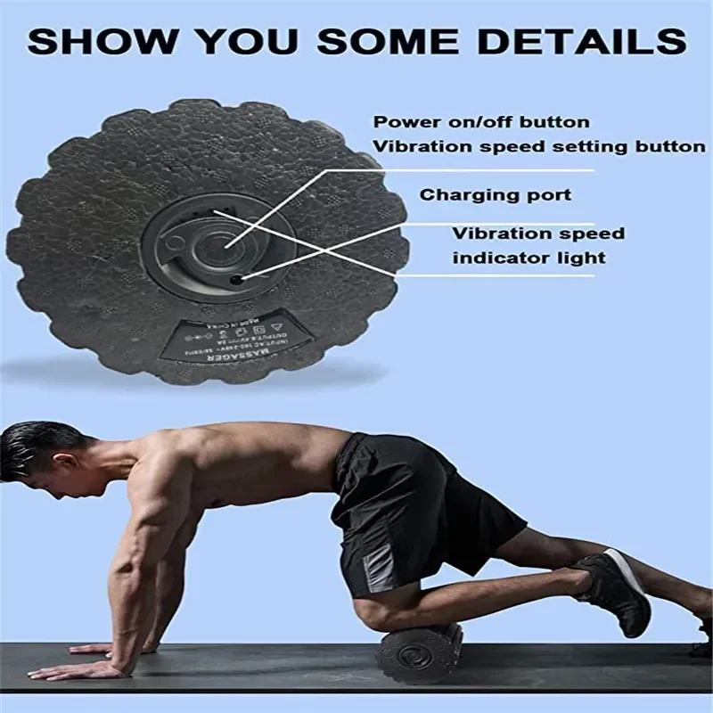4-Speed تهتز الكهربائية اليوغا تدليك رغوة اللياقة البدنية الأسطوانة مسند الظهر تعديل الساق مدلك لاستعادة العضلات الاسترخاء