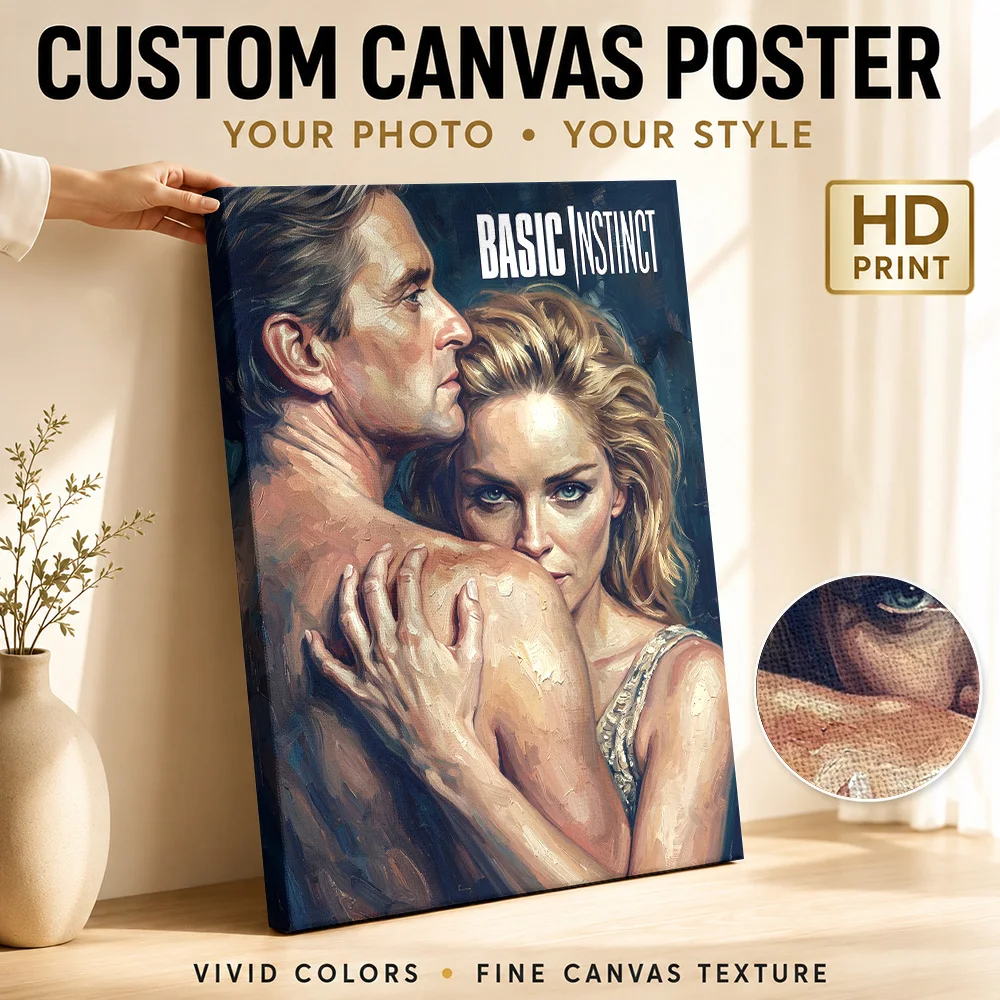 Basic Instinct Movie  Art Framed Canvas Poster Personalized Vintage Movie Wall Paintings Decoration for Man Cave Ready to Hang