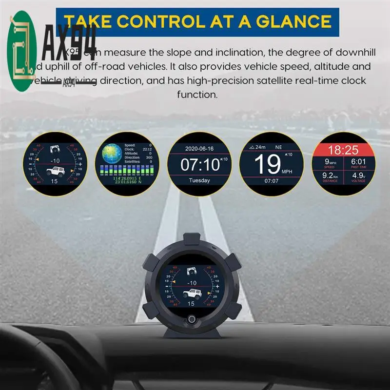 

AX94-X95 Head-Up Display HUD GPS Vehicle Speed Display Inclinometer Universal Durable Easy To Use