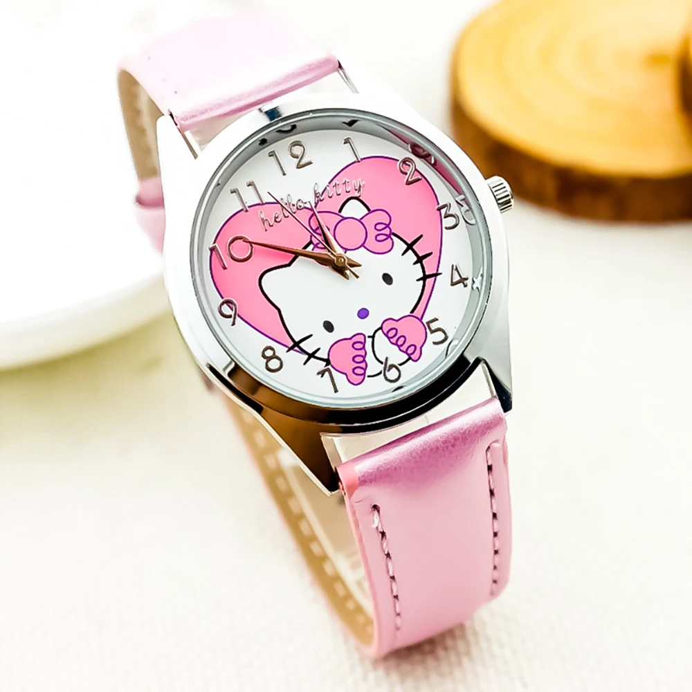 Hello Kitty Girls Kids Watch Cute Casual Waterproof Sanrio Cartoon Quartz Watches Fashion WristWatch Gifts for Children Women