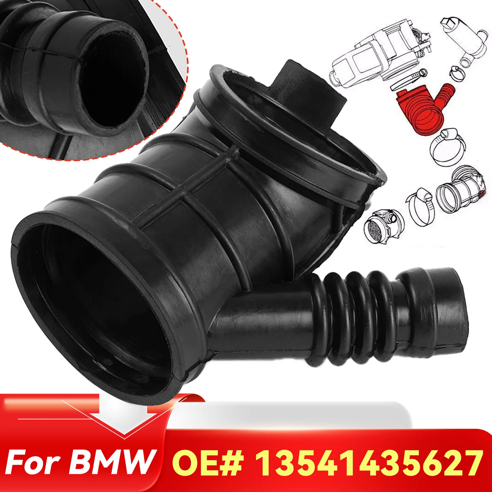 Air Intake Pipe Boot Cleaner Hose For BMW 3ER 5ER E46 320i 323i 325i 328i 330i E39 Z3 E36 M52 M54 525I 528I 1435627 13541705209 view 5