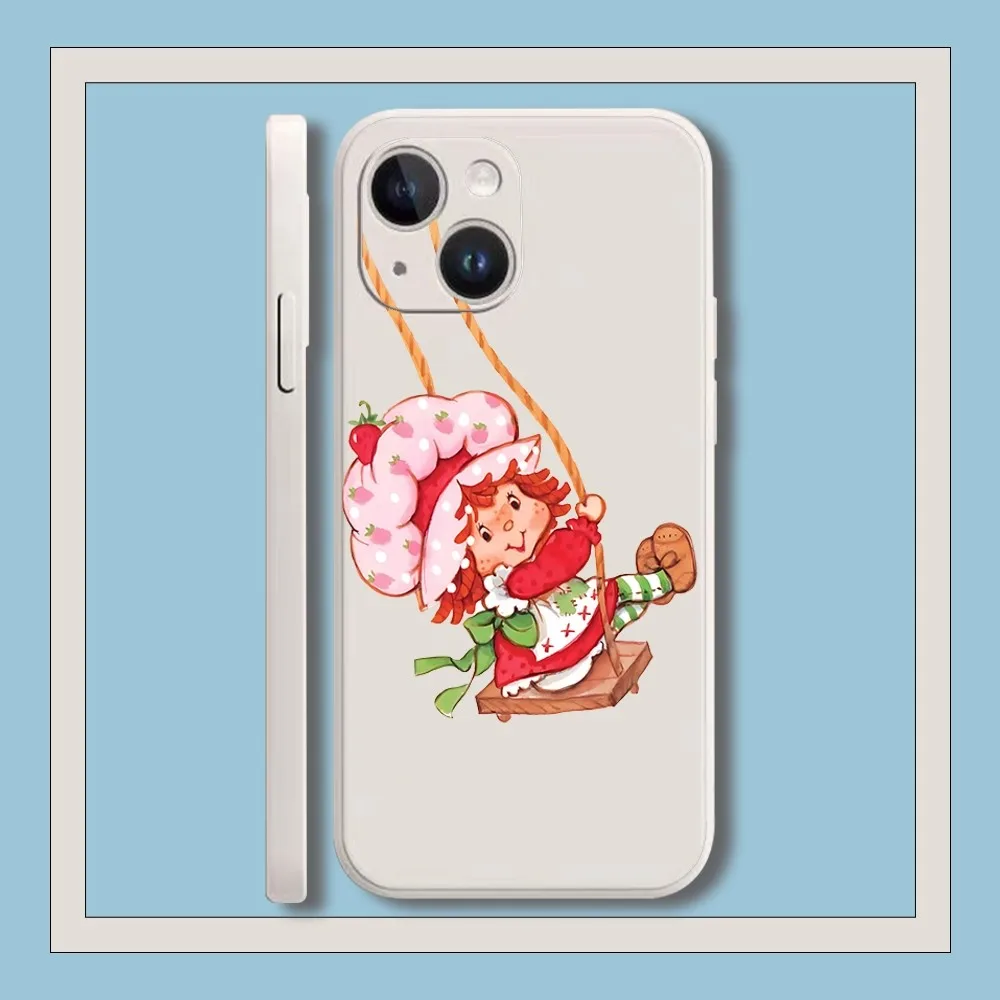 حافظة هاتف V-Vintage-D-Strawberry_Shortcake لهاتف آيفون 11 13 14 Pro Max X Xr Xs Max Se2020 12 حافظة بيضاء صغيرة