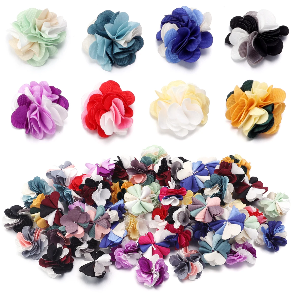 10Pcs Cloth Fribric Flower Charm Fringed Flat Base Tassel for Jewelry Making DIY Headwear Clothing Decoration Accessories