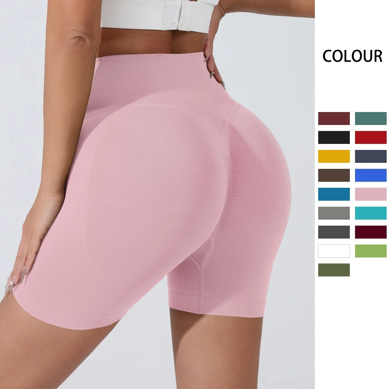 Peach Hip Lifting Sports Shorts Women High Waist Belly Slimming Running Trainin…