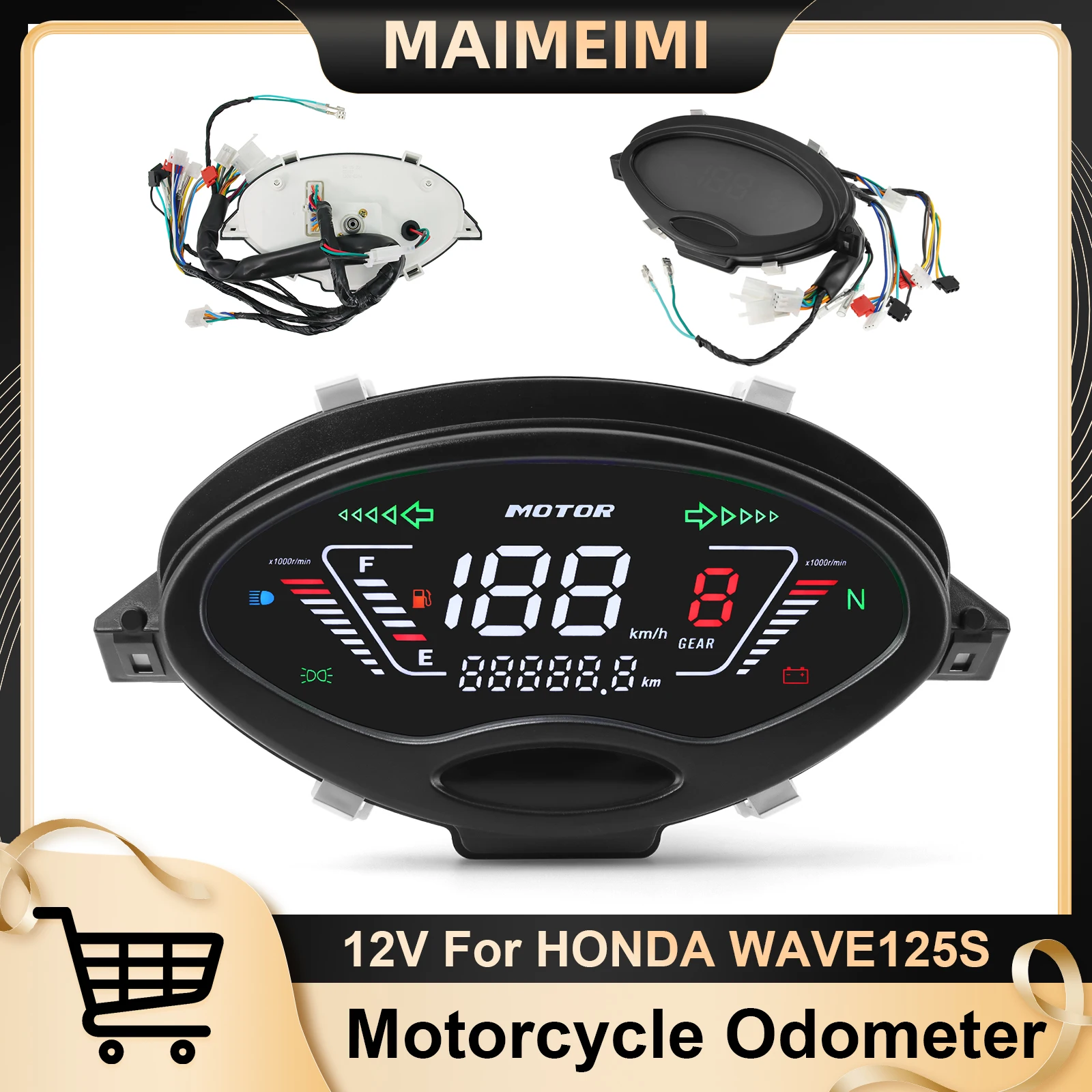 For HONDA WAVE125S 199Km/h Digital RPM Meter Motorcycle For 125 NOVA 125 Electronic Waterproof Motor LCD Meter Gear Assembly