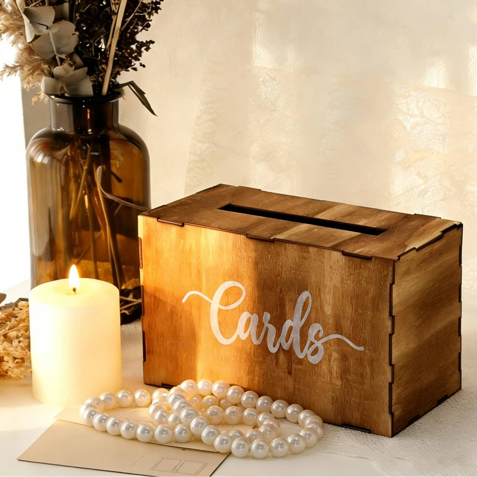 Wedding Supply.Box - Wooden Card Box Slot Top Wedding